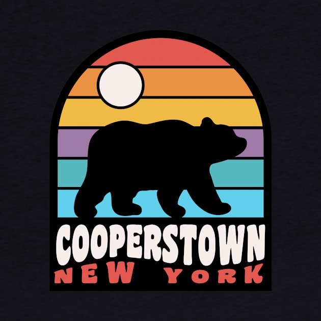 Cooperstown New York Bear Bear Retro Sunset by PodDesignShop